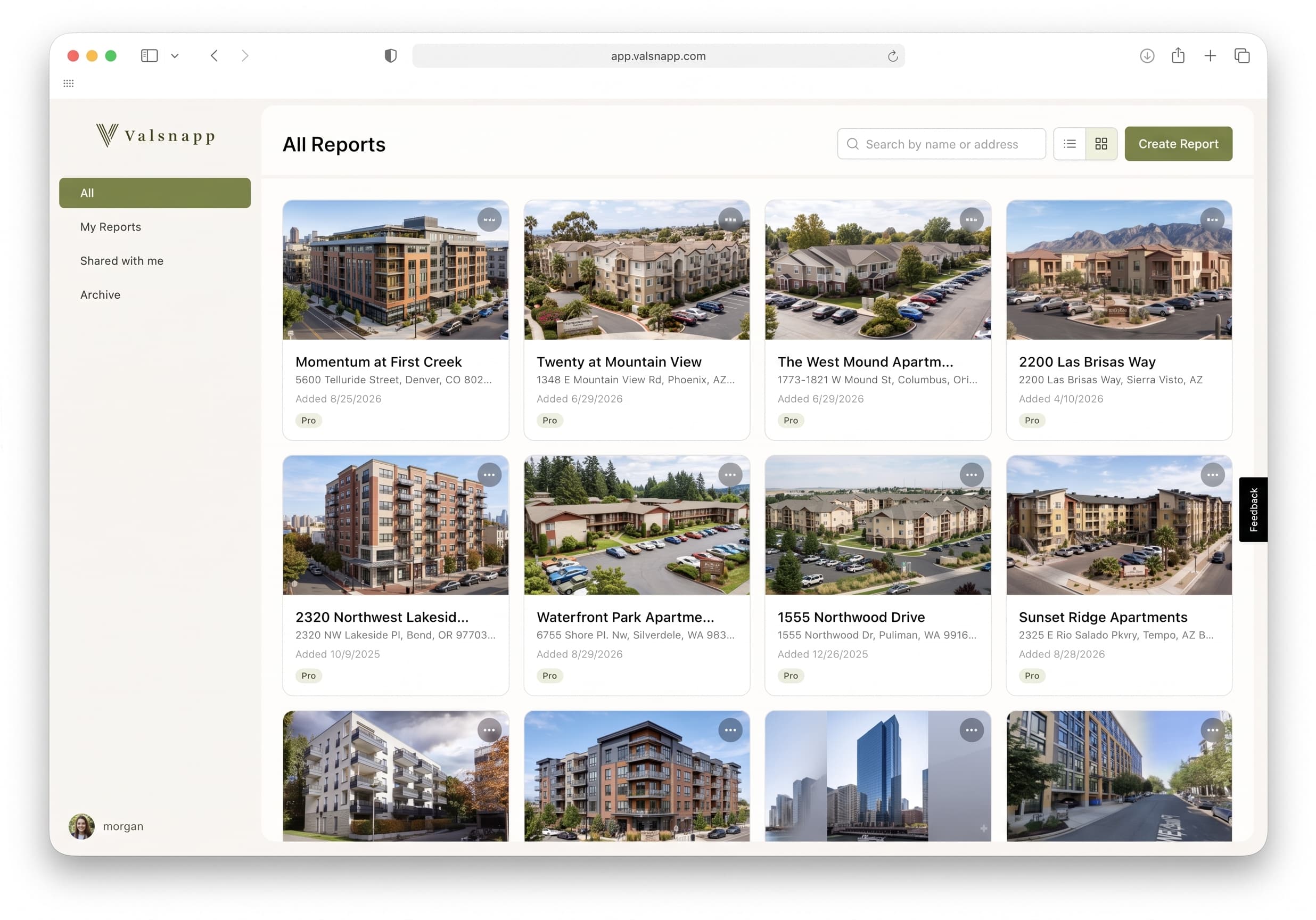 Valsnapp analysis view